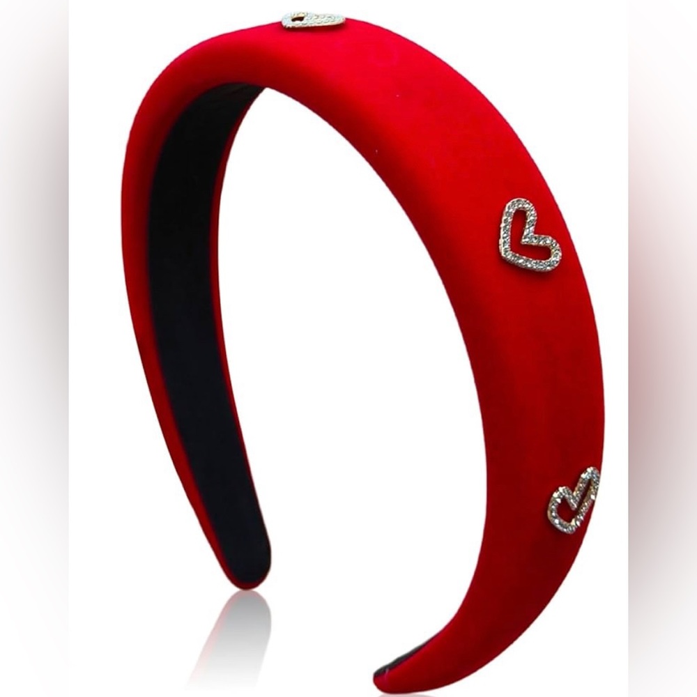 NWT Valentine’s Day Heart Hairbands Rhinestone, AVAILABLE IN RED OR BLACK